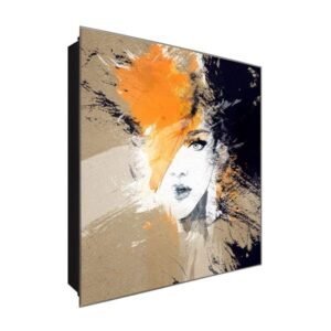  Schlüsselkasten 'Gezeichnetes Gesicht' 30x30 Glas, inkl. Haken Schlüsselbrett Schlüssel-Box Design Aufbewahrung
