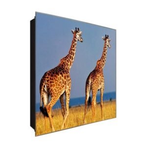  Schlüsselkasten 'Giraffen Safari' 30x30 Glas, inkl. Haken Schlüsselbrett Schlüssel-Box Design Aufbewahrung