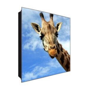  Schlüsselkasten 'Giraffen Selfie' 30x30 Glas, inkl. Haken Schlüsselbrett Schlüssel-Box Design Aufbewahrung