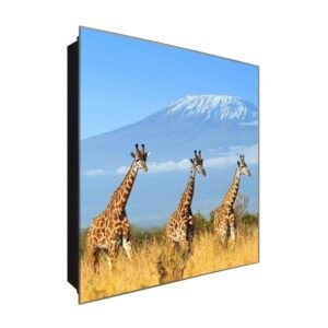  Schlüsselkasten 'Giraffen Wanderung' 30x30 Glas, inkl. Haken Schlüsselbrett Schlüssel-Box Design Aufbewahrung