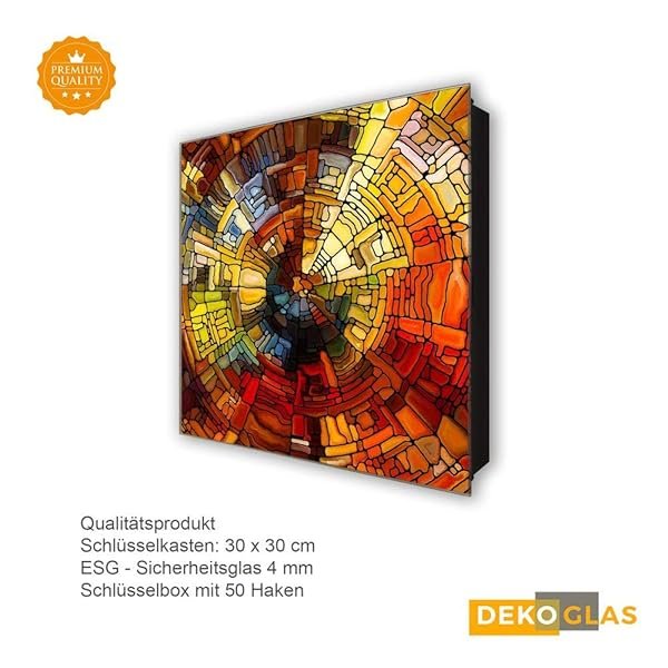 Schlüsselkasten 'Glasmalerei' 30x30 Glas, inkl. Haken Schlüsselbrett Schlüssel-Box Design Aufbewahrung – Bild 5