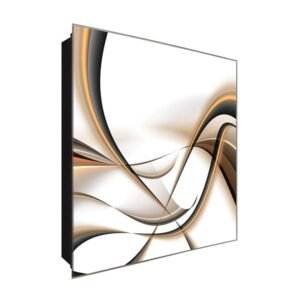  Schlüsselkasten 'Gold Grauer Schwung ' 30x30 Glas, inkl. Haken Schlüsselbrett Schlüssel-Box Design Aufbewahrung