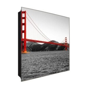  Schlüsselkasten 'Golden Gate Bridge' 30x30 Glas, inkl. Haken Schlüsselbrett Schlüssel-Box Design Aufbewahrung