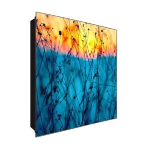  Schlüsselkasten 'Gräser in der Sonne' 30x30 Glas, inkl. Haken Schlüsselbrett Schlüssel-Box Design Aufbewahrung