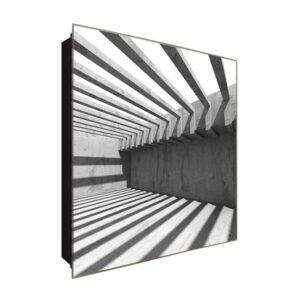  Schlüsselkasten 'Graue Balken' 30x30 Glas, inkl. Haken Schlüsselbrett Schlüssel-Box Design Aufbewahrung