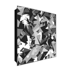  Schlüsselkasten 'Graue Dreiecke' 30x30 Glas, inkl. Haken Schlüsselbrett Schlüssel-Box Design Aufbewahrung