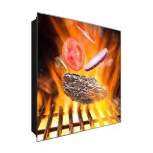  Schlüsselkasten 'Grill Erlebnis' 30x30 Glas, inkl. Haken Schlüsselbrett Schlüssel-Box Design Aufbewahrung