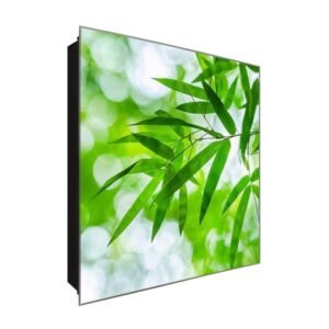  Schlüsselkasten 'Grüne Blätter' 30x30 Glas, inkl. Haken Schlüsselbrett Schlüssel-Box Design Aufbewahrung