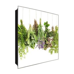  Schlüsselkasten 'Grüne Pflanzen' 30x30 Glas, inkl. Haken Schlüsselbrett Schlüssel-Box Design Aufbewahrung