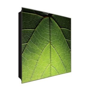 Schlüsselkasten 'Grünes Blatt' 30x30 Glas, inkl. Haken Schlüsselbrett Schlüssel-Box Design Aufbewahrung