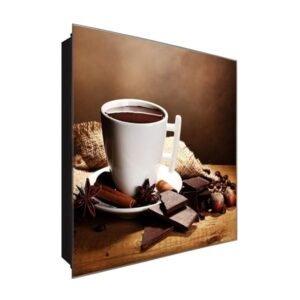  Schlüsselkasten 'Guten Morgen Kaffee' 30x30 Glas, inkl. Haken Schlüsselbrett Schlüssel-Box Design Aufbewahrung