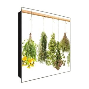  Schlüsselkasten 'Hängende Gewürze' 30x30 Glas, inkl. Haken Schlüsselbrett Schlüssel-Box Design Aufbewahrung