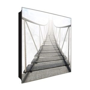  Schlüsselkasten 'Hängende Holzbrücke' 30x30 Glas, inkl. Haken Schlüsselbrett Schlüssel-Box Design Aufbewahrung