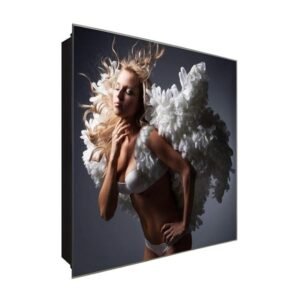  Schlüsselkasten 'Heavenly Angel' 30x30 Glas, inkl. Haken Schlüsselbrett Schlüssel-Box Design Aufbewahrung