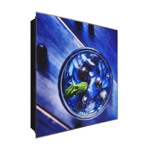  Schlüsselkasten 'Heidelbeer Drink' 30x30 Glas, inkl. Haken Schlüsselbrett Schlüssel-Box Design Aufbewahrung