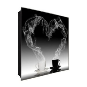  Schlüsselkasten 'Heiße Liebe ' 30x30 Glas, inkl. Haken Schlüsselbrett Schlüssel-Box Design Aufbewahrung