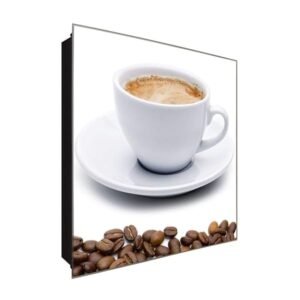  Schlüsselkasten 'Heißer Kaffe' 30x30 Glas, inkl. Haken Schlüsselbrett Schlüssel-Box Design Aufbewahrung