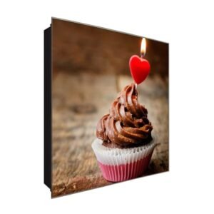  Schlüsselkasten 'Herz Cupcake' 30x30 Glas, inkl. Haken Schlüsselbrett Schlüssel-Box Design Aufbewahrung