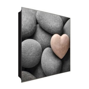  Schlüsselkasten 'Herz aus Stein' 30x30 Glas, inkl. Haken Schlüsselbrett Schlüssel-Box Design Aufbewahrung