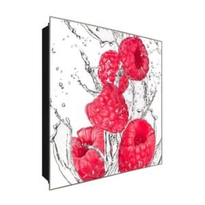  Schlüsselkasten 'Himbeeren Fresh' 30x30 Glas, inkl. Haken Schlüsselbrett Schlüssel-Box Design Aufbewahrung