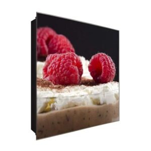  Schlüsselkasten 'Himbeertiramisu' 30x30 Glas, inkl. Haken Schlüsselbrett Schlüssel-Box Design Aufbewahrung