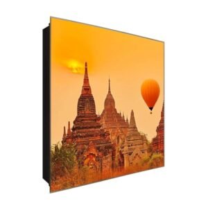  Schlüsselkasten 'Hindutempel ' 30x30 Glas, inkl. Haken Schlüsselbrett Schlüssel-Box Design Aufbewahrung