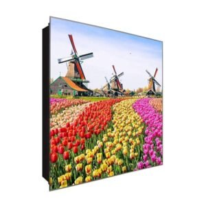  Schlüsselkasten 'Holland Tulpen' 30x30 Glas, inkl. Haken Schlüsselbrett Schlüssel-Box Design Aufbewahrung