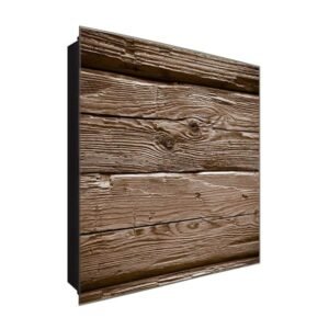  Schlüsselkasten 'Holzbalken' 30x30 Glas, inkl. Haken Schlüsselbrett Schlüssel-Box Design Aufbewahrung