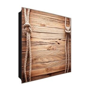  Schlüsselkasten 'Holzoptik' 30x30 Glas, inkl. Haken Schlüsselbrett Schlüssel-Box Design Aufbewahrung