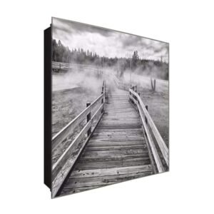  Schlüsselkasten 'Holzweg' 30x30 Glas, inkl. Haken Schlüsselbrett Schlüssel-Box Design Aufbewahrung