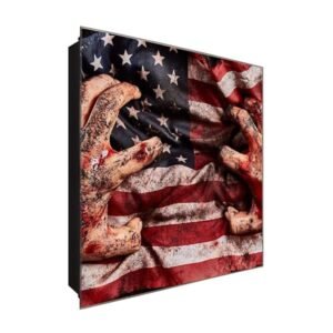  Schlüsselkasten 'Horror Amerika' 30x30 Glas, inkl. Haken Schlüsselbrett Schlüssel-Box Design Aufbewahrung