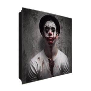  Schlüsselkasten 'Horror Clown' 30x30 Glas, inkl. Haken Schlüsselbrett Schlüssel-Box Design Aufbewahrung