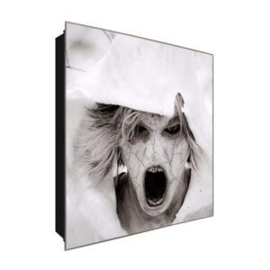  Schlüsselkasten 'Horror Frau' 30x30 Glas, inkl. Haken Schlüsselbrett Schlüssel-Box Design Aufbewahrung