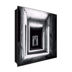  Schlüsselkasten 'Horror Gebäude' 30x30 Glas, inkl. Haken Schlüsselbrett Schlüssel-Box Design Aufbewahrung