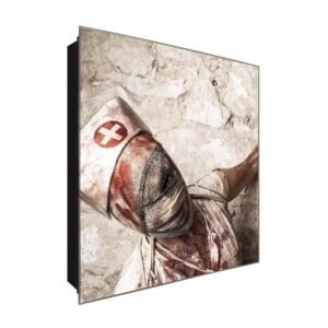  Schlüsselkasten 'Horror Nurse' 30x30 Glas, inkl. Haken Schlüsselbrett Schlüssel-Box Design Aufbewahrung