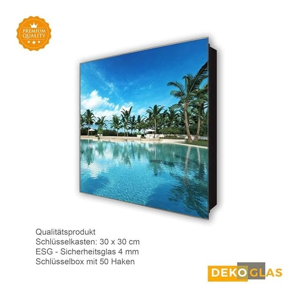 Schlüsselkasten 'Hotel Pool' 30x30 Glas, inkl. Haken Schlüsselbrett Schlüssel-Box Design Aufbewahrung – Bild 5