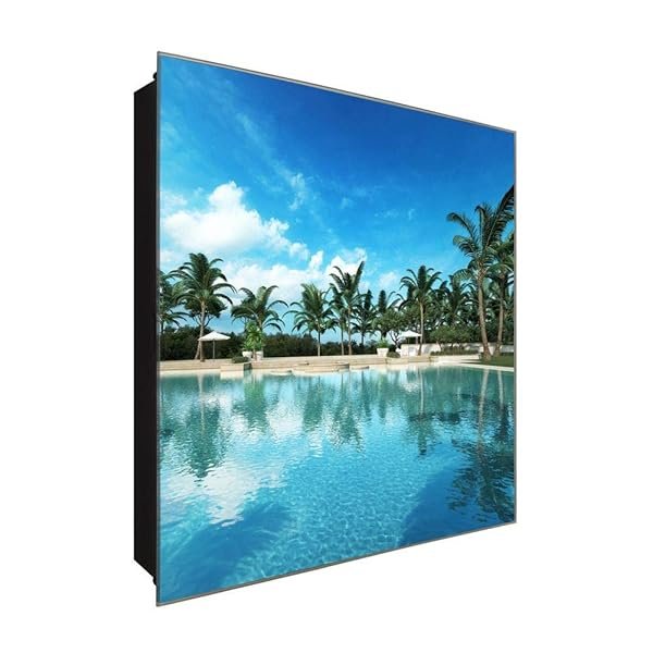 Schlüsselkasten 'Hotel Pool' 30x30 Glas, inkl. Haken Schlüsselbrett Schlüssel-Box Design Aufbewahrung