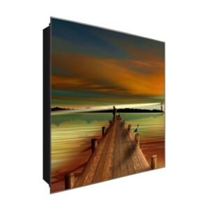  Schlüsselkasten 'Ilustration Steg' 30x30 Glas, inkl. Haken Schlüsselbrett Schlüssel-Box Design Aufbewahrung