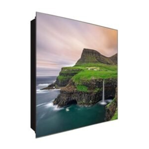  Schlüsselkasten 'Insel Küste ' 30x30 Glas, inkl. Haken Schlüsselbrett Schlüssel-Box Design Aufbewahrung