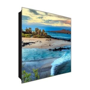  Schlüsselkasten 'Insel Paradies' 30x30 Glas, inkl. Haken Schlüsselbrett Schlüssel-Box Design Aufbewahrung