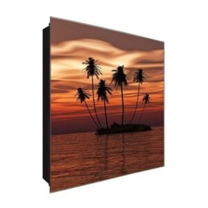  Schlüsselkasten 'Insel Romantik' 30x30 Glas, inkl. Haken Schlüsselbrett Schlüssel-Box Design Aufbewahrung