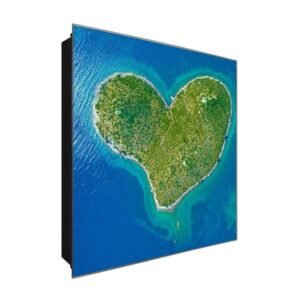  Schlüsselkasten 'Insel der Liebe ' 30x30 Glas, inkl. Haken Schlüsselbrett Schlüssel-Box Design Aufbewahrung