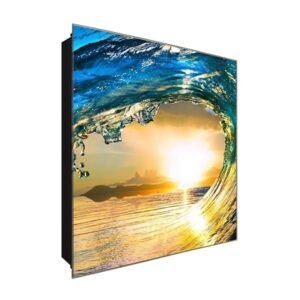  Schlüsselkasten 'Inside The Wave' 30x30 Glas, inkl. Haken Schlüsselbrett Schlüssel-Box Design Aufbewahrung