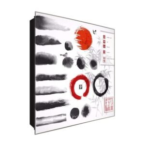  Schlüsselkasten 'Japan Flair' 30x30 Glas, inkl. Haken Schlüsselbrett Schlüssel-Box Design Aufbewahrung