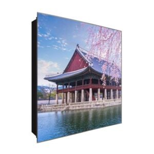  Schlüsselkasten 'Japanische Kirsche' 30x30 Glas, inkl. Haken Schlüsselbrett Schlüssel-Box Design Aufbewahrung