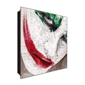  Schlüsselkasten 'Joker Face' 30x30 Glas, inkl. Haken Schlüsselbrett Schlüssel-Box Design Aufbewahrung