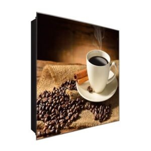  Schlüsselkasten 'Kaffe' 30x30 Glas, inkl. Haken Schlüsselbrett Schlüssel-Box Design Aufbewahrung