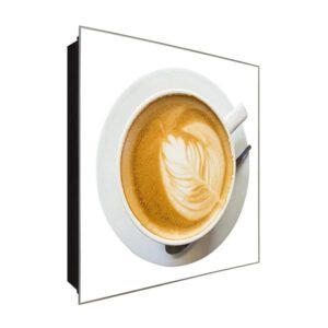  Schlüsselkasten 'Kaffeeblatt' 30x30 Glas, inkl. Haken Schlüsselbrett Schlüssel-Box Design Aufbewahrung