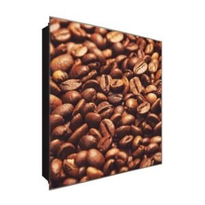  Schlüsselkasten 'Kaffeebohnen ole' 30x30 Glas, inkl. Haken Schlüsselbrett Schlüssel-Box Design Aufbewahrung