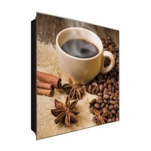  Schlüsselkasten 'Kaffeeschote' 30x30 Glas, inkl. Haken Schlüsselbrett Schlüssel-Box Design Aufbewahrung